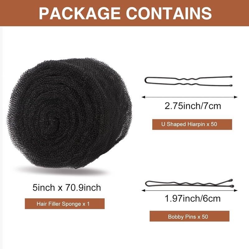 FEUNLEM Hair Sponge for Updo & Volume Bumps Tool, Hair Filler for Thin Hair, Padding for Updo, Salon Must-Have, Black - Image 5